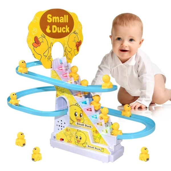 Climbing ladders track toys electric duck DIY railway racing track roller coaster toys
